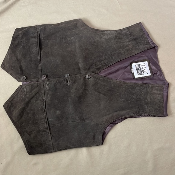 BASIC Editions Brown Color LEATHER ( suede) size MEDIUM Mens VEST - Picture 2 of 14